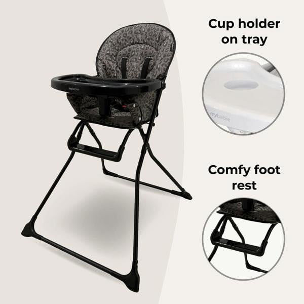 MBHC1 Compact Highchair - Black Leopard
