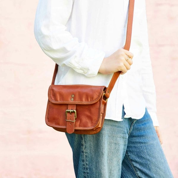 Paper High Brown Leather Crossbody Bag