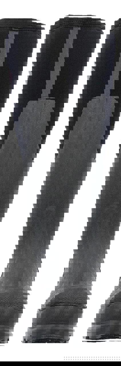 Muck Boots MUCK Chore XF Adjustable Womens Classic Stable Farm Wellington Wellies, front view of a black and grey waterproof rubber boot with adjustable fit and durable sole for farm and stable work.