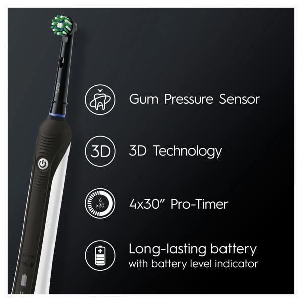 Oral-B Pro Series 1 680 Cross Action Electric Toothbrush - Black with Striking Design Carry Case