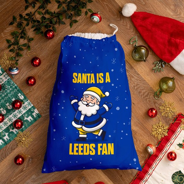 BritishmadeGifts Santa is a Leeds Fan - Football Fan Santa Sack