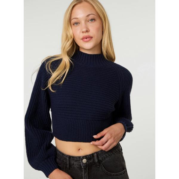 Pink Vanilla High Neck Knitted Crop Jumper