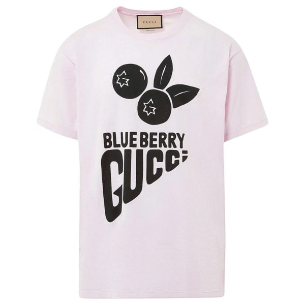 Gucci Blueberry Logo Oversized Fit T-Shirt - Pink