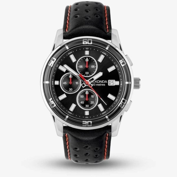 Sekonda Sports Midnight Black & Red Chronograph Watch 30206