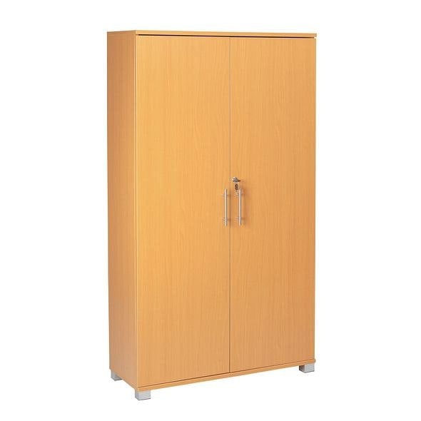 MMT Furniture Designs Beech Wooden 2 Door Lockable Storage Cabinet - 140 cm Tall Shoe Garage Storage, Filing Cabinet