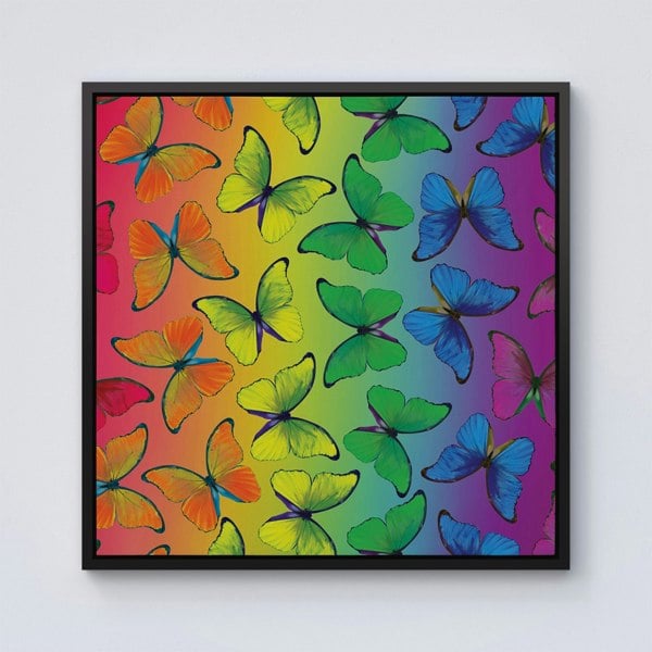 Warren Reed Multicoloured Butterfly Pattern Framed Canvas