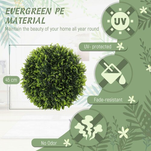 Wyld Haus Zilolo Set Of 2 Artificial UV Resistant Topiary Ball Plants H8 45cm Green
