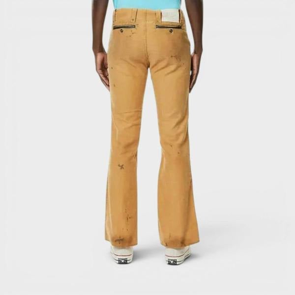 Gallery Dept. Broadway Paint Splatter Slim Fit Jeans Tan Brown