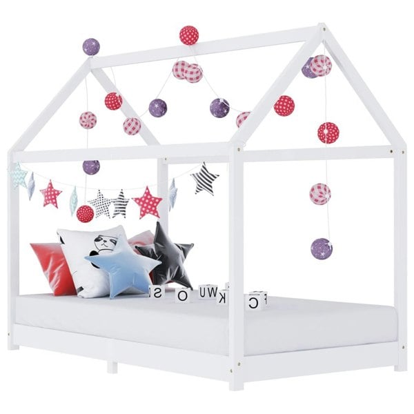 Berkfield Kids Bed Frame White Solid Pine Wood 90x200 cm