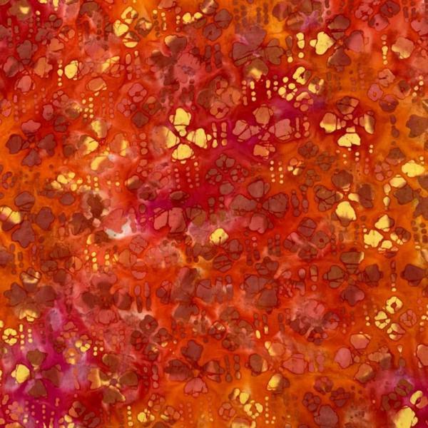 Minerva Orange Cotton Batik Dressmaking & Quilting Fabric per metre, 110cm / 43" Wide
