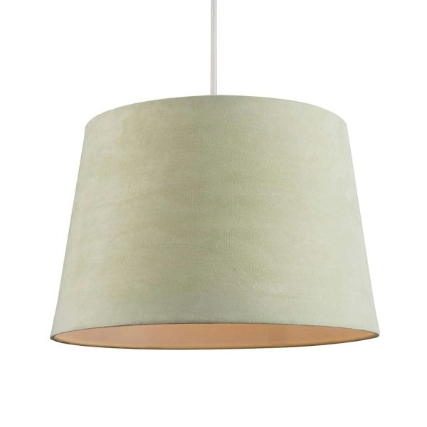 Olive Green Velvet 12 Inch Drum Lamp Shade with White Cotton Inner Image 2