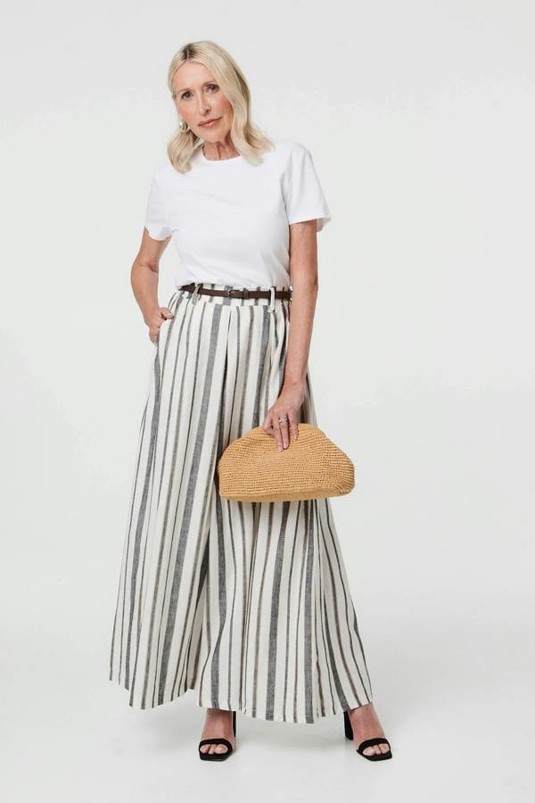 Black | Belted High Waist Wide Trousers