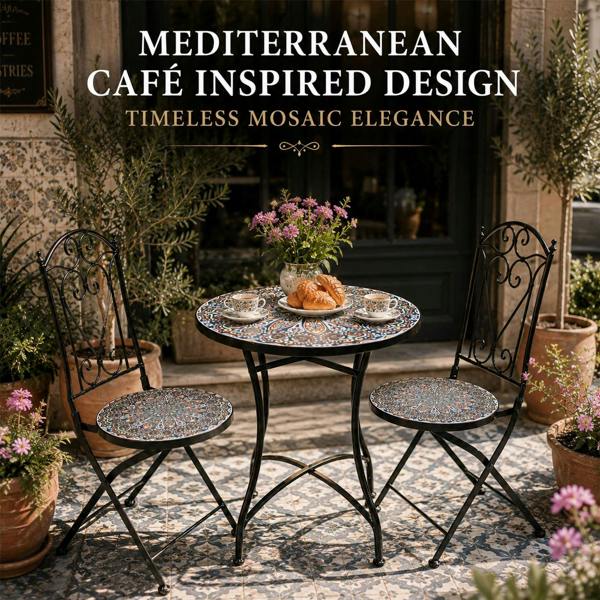 60cm Cairo Mosaic Bistro Set image 10