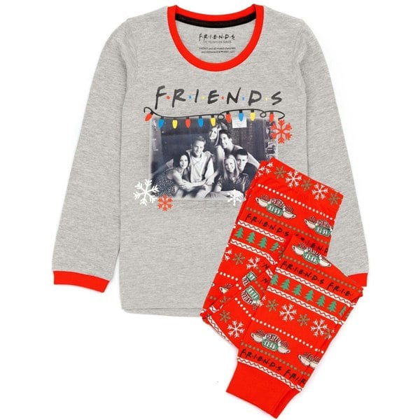 Friends Girls Christmas Pyjama Set - Grey/Red