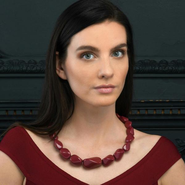 Zavana Twisted Burgundy Chunky Statement Necklace for Women