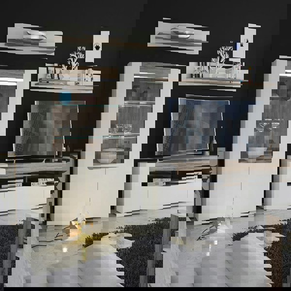 Furniture To Go Toronto Low glazed 2 door display cabinet with internal shelves (inc. Plexi Lighting)