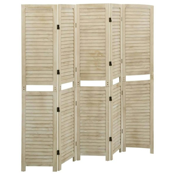 Berkfield 5-Panel Room Divider 175x165 cm Solid Wood Paulownia