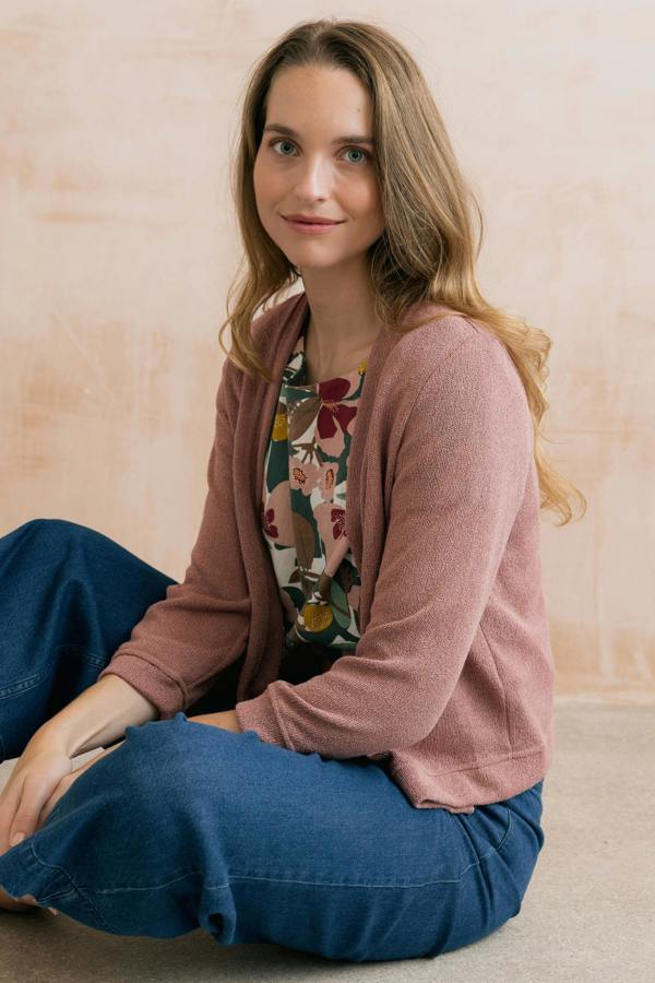 Lily & Me Shore Light Knit Cropped Cardigan Soft Pink