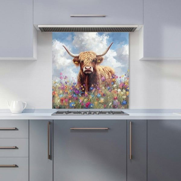 Warren Reed - Designer Highland Cow In A Summer Meadow Kitchen Splashback