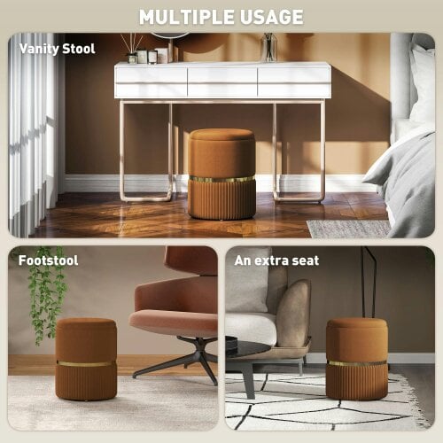 Wyld Haus Rapa Etched Velvet Brown Storage Ottoman With Gold Detail