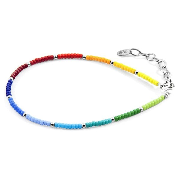 Anchor & Crew Multicoloured Rainbow Zoey Silver and Miyoko Glass Bracelet