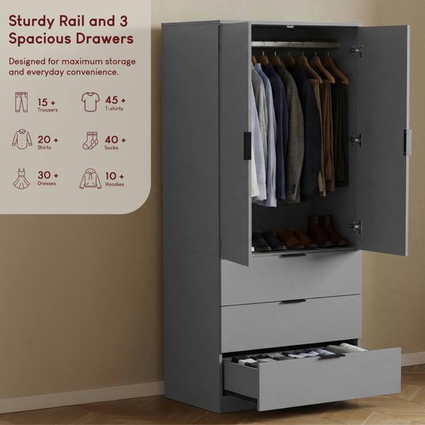 Vida Designs Trega 2 Door 3 Drawer Wardrobe