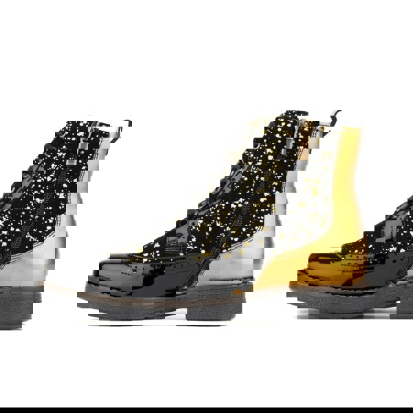 Embassy London Hatter - Black Bright Gold Drops - Women's Leather Ankle Lace-up Boot