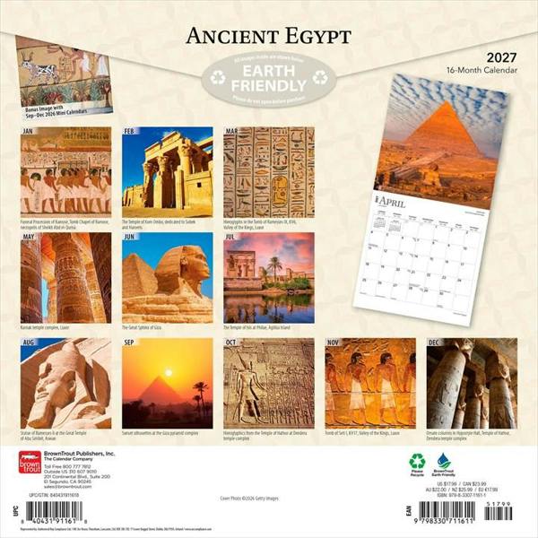 Ancient Egypt Calendar 2027, Wall Calendars, Month To View, Travel, Gift