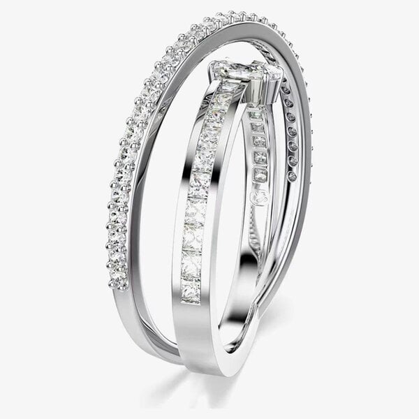 Swarovski Hyperbola Rhodium Plated Twisted Crossover Ring 569123