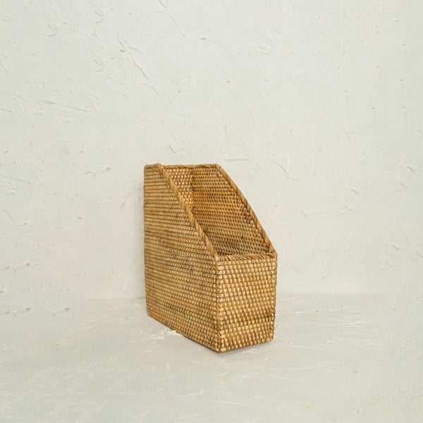 Rattan File Holder - Magazine Holder and a4 docment - Coastal Villa Homeware