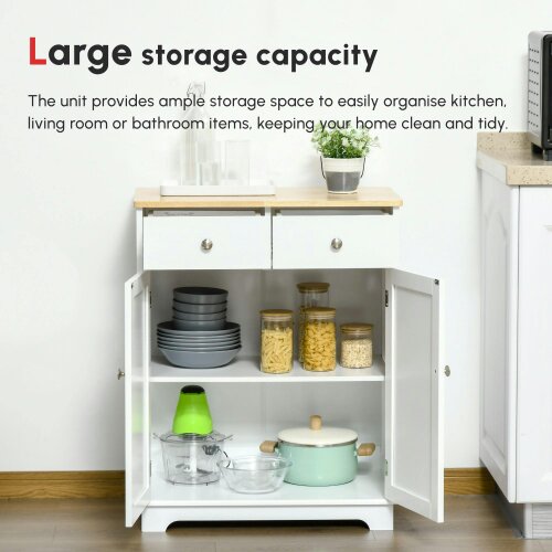 Wyld Haus Colalu Wooden Kitchen Cabinet With Solid Natural Top 2 Doors 2 Drawers
