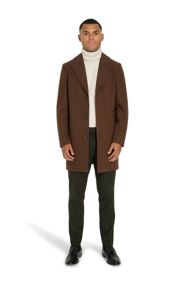 Harry Brown London Josh Wool Melton Overcoat - Brown