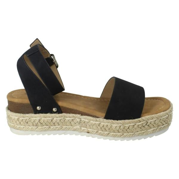 Savannah Ladies Savannah Buckle Fastening Ankle Strap Wedge Sandals F12095
