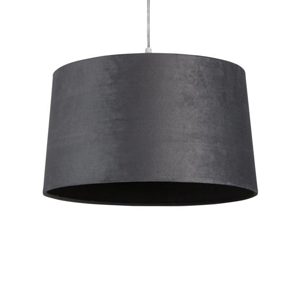 Lighting Collection VELVET DRUM SHADE 40CM CHARCOAL