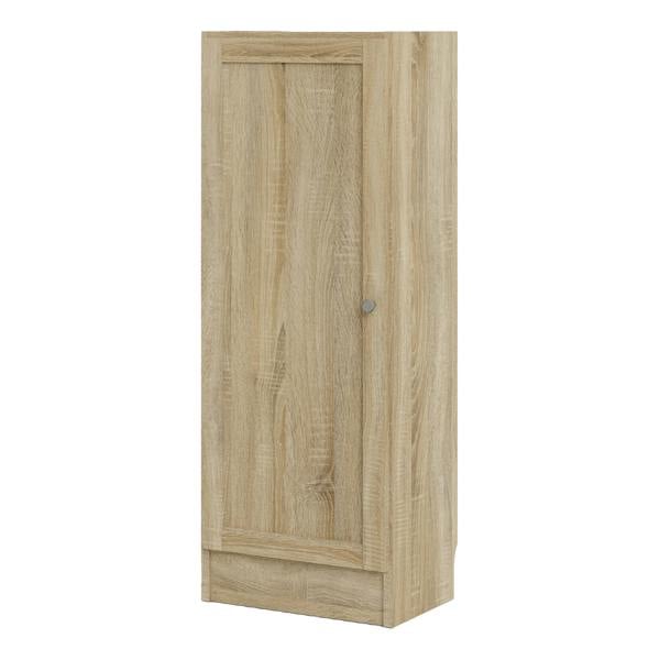 Furniture To Go Basic Low Narrow Storage Cabinet in Oak (2 Shelves) with Oak Door