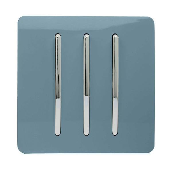 Trendi Switch 3 Gang 1 or 2 way Rocker Light Switch in Sky Blue