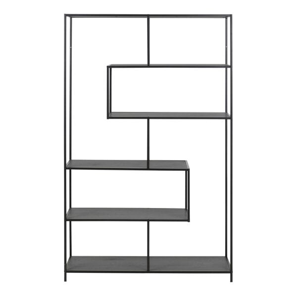 Wyld Haus El Paso Black Bookcase 5 Shelves Asymmetrical Metal Frame