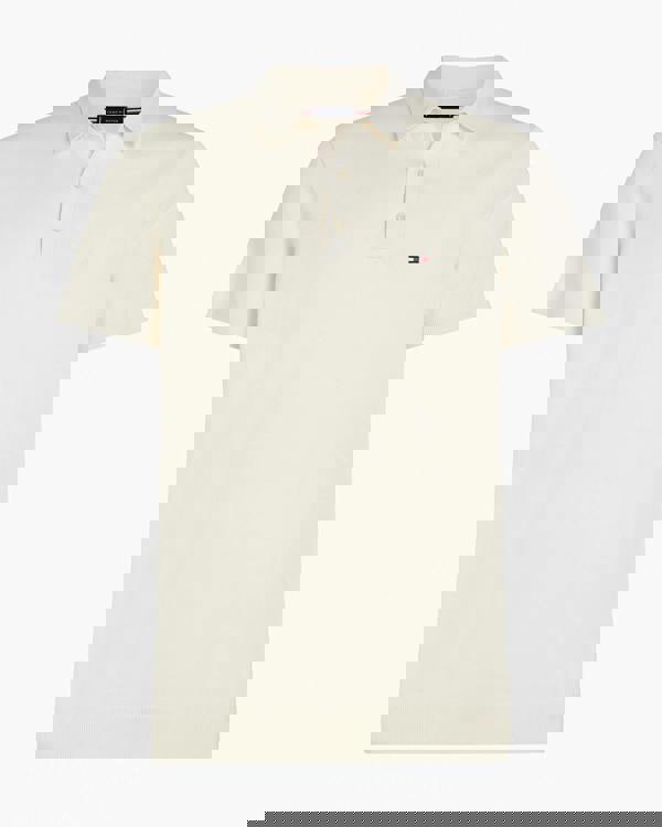 Tommy Hilfiger Essential Cotton Mens Knitted Polo - Ivory Petal