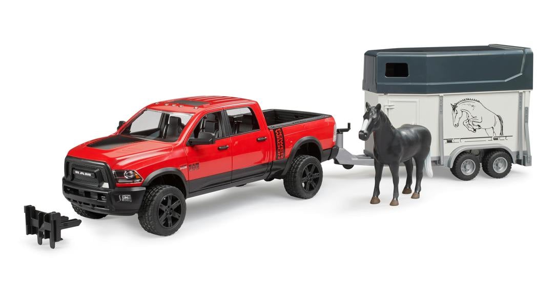 Bruder RAM 2500 Power Wagon with horse trailer and 1 horse Detailed Vehicle & Playset Model
