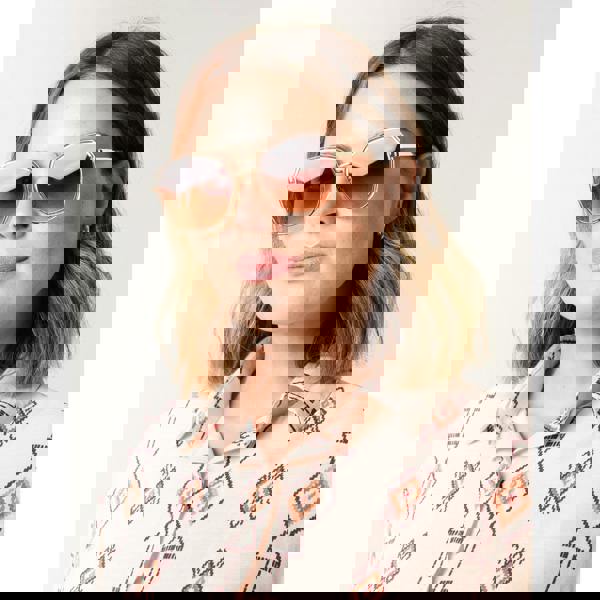 Blue Vanilla Gold Frame Oversized Sunglasses