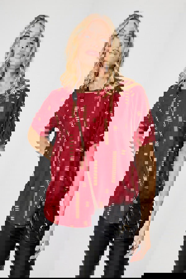 Red | Printed 1/2 Sleeve Blouse