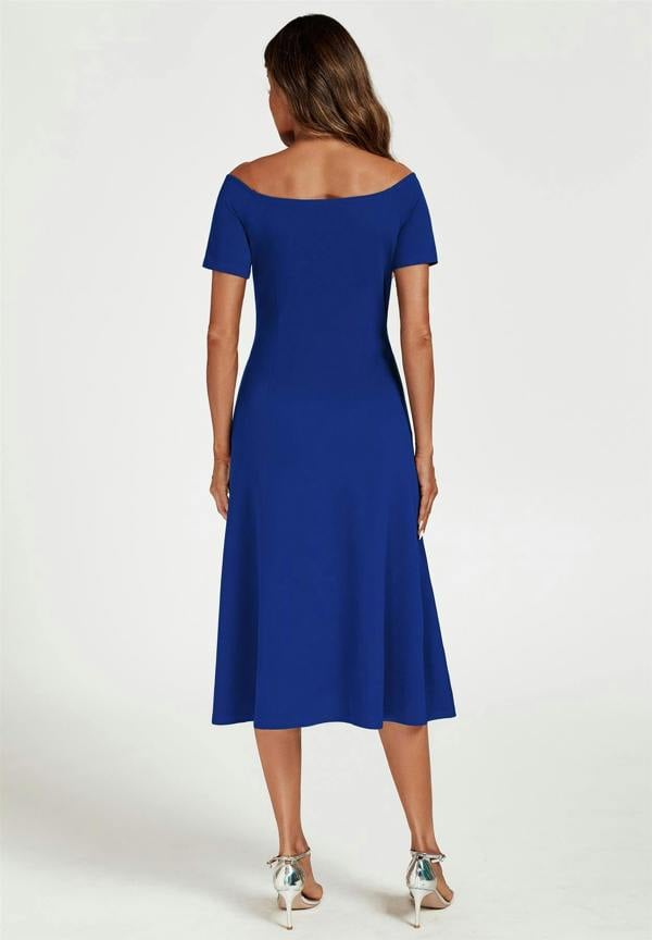FS Collection Bardot Midi Dress In Royal Blue