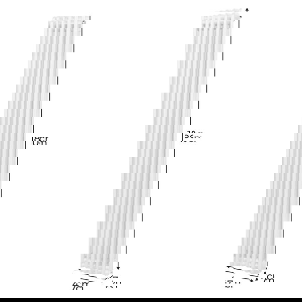Monstershop Traditional 2 Column Radiator - 1800 x 472mm - White