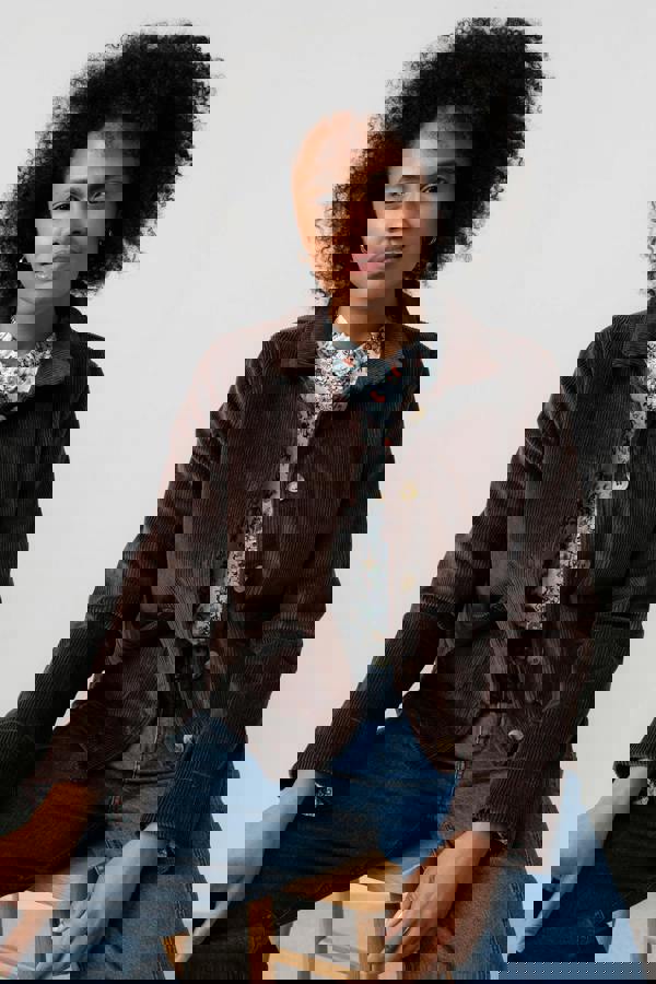 Ash Stretch Cotton Jumbo Cord Jacket Chocolate | Lily and Me Clothing