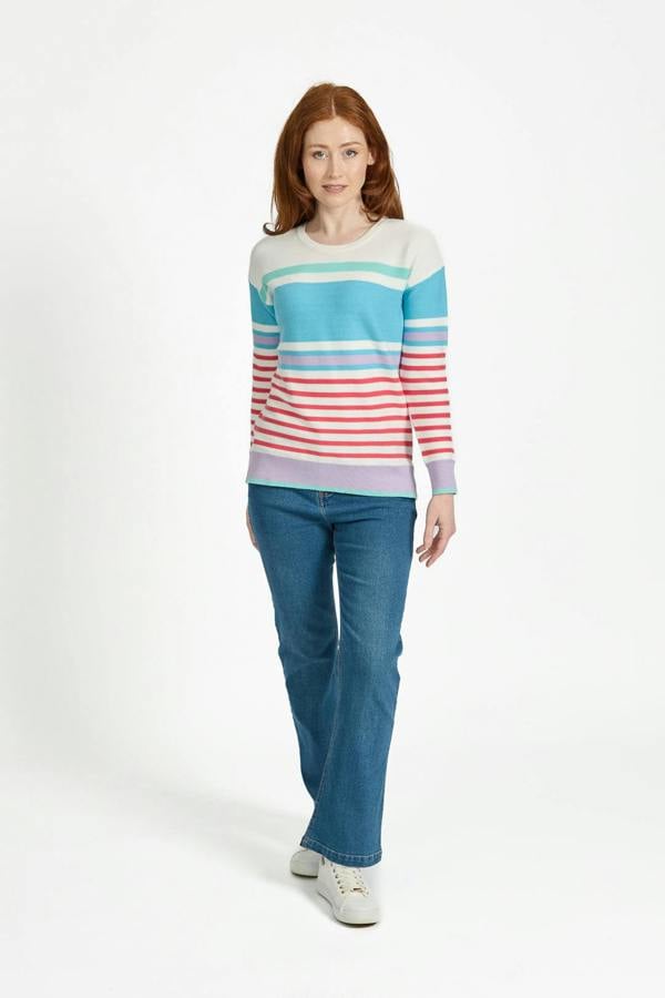 Mudflower Ottoman Multi-Stripe Pattern Knit Jumper