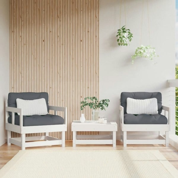 Berkfield Garden Chairs with Cushions 2 pcs White Solid Wood Pine
