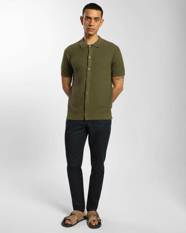 Steel & Jelly Textured Knitted Polo Shirt