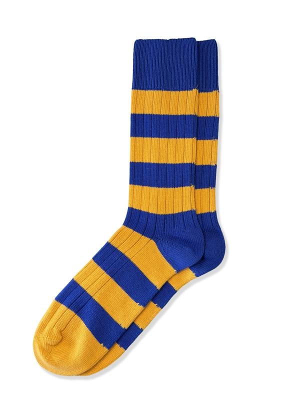 Jemsox Men's Premium Rugby Socks – Blue & Yellow Stripe | Jemsox