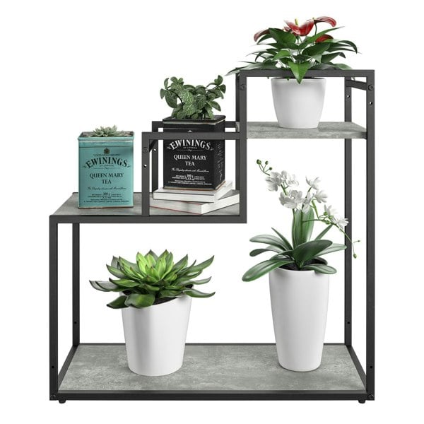 Dorel Home Weston Plant Stand with 3 Shelves Black/Light Concrete