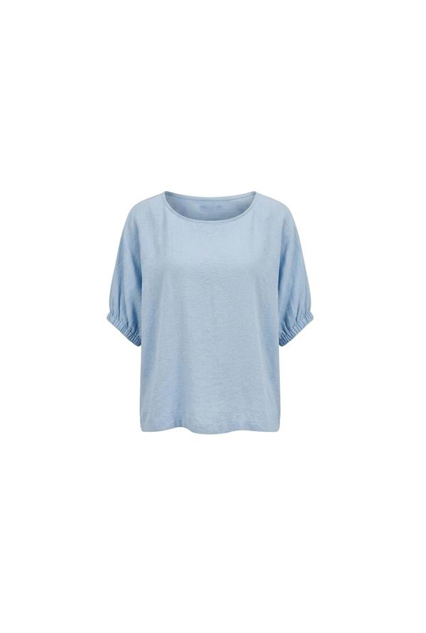 James Lakeland Relaxed Gathered Sleeve Top – Powder Blue